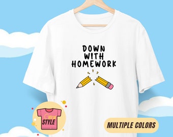 Down With Homework Simpsons Themed T-Shirt Bart Simpson Mad Magazine Shirt Simpsons Funny Gift Idea Simpsons Fan Merch Bart Homework Shirt