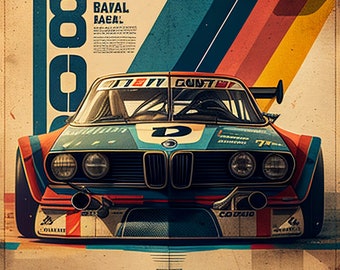 Art numérique - BMW E9 Batmobile vintage art - double entrée d'air - 600dpi