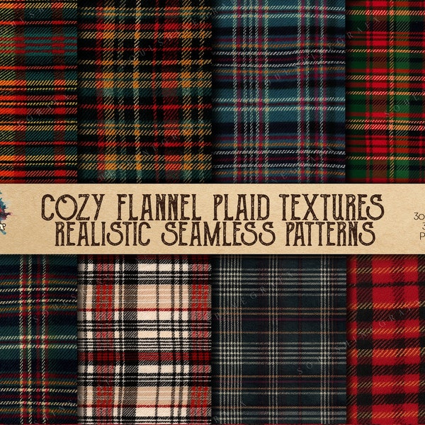 Cozy Flannel Plaid Textures - Realistic Seamless Patterns - Digital Paper - Instant Download - Backgrounds - Fabrics - Commercial Use