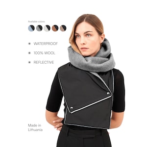 Hooded Wool Scarf for Women Men, Reflective Oversized Head Scarf Hooded Cowl Winter Hats Balaclava Christmas Gift for Her Mom Wife Mother