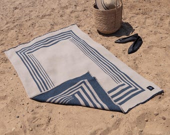 Striped Beige Beach Blanket, Beach Towel Mat Throw Rug Luxury Pool Towel Thick Cotton Picnic Blanket Summer Gift Beach Gift