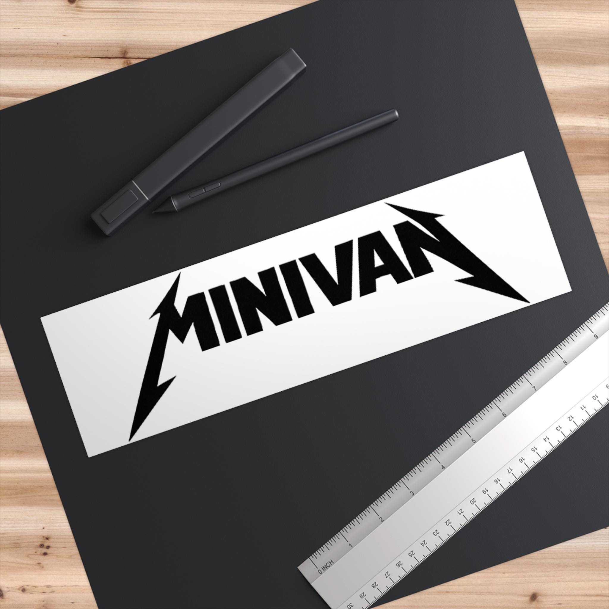 Funny Minivan Bumper Sticker | Heavy Metal Band Style Car Decal ...