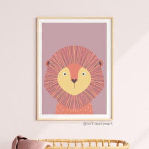 Lion Art Print, Nursery Art Print, Wall Art Prints for Children, Gender Neutral Nursery Art, Girl Nursery Art, Boy Nursery Art, Art for Kids