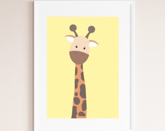 Giraffe Nursery Art Print, Safari Kids Room Decor, Printable Animal Wall Art