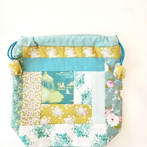 Sac à projets, en patchwork, tissu de marque Tilda, idée cadeau femme