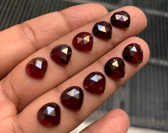 Edelstein Natürliche Rote Granat Herzform Größe 10 MM Menge 10 Stück Lot Für Schmuck machen Anhänger Ring Flach Zurück Rose Cut AAA Qualität
