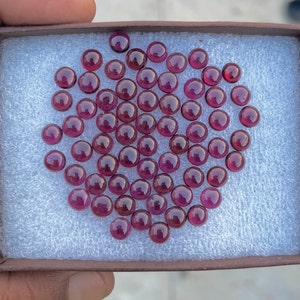Natural Red Garnet Gemstone Resemble Shape Round Cabochon AAA Quality Size 6x6 MM Quantity 50 Pic Lot  For Jewelry Making Flat Back