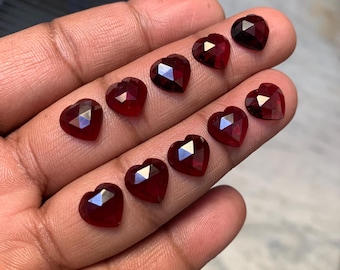 Edelstein Natürliche Rote Granat Herzform Größe 10 MM Menge 10 Stück Lot Für Schmuck machen Anhänger Ring Flach Zurück Rose Cut AAA Qualität