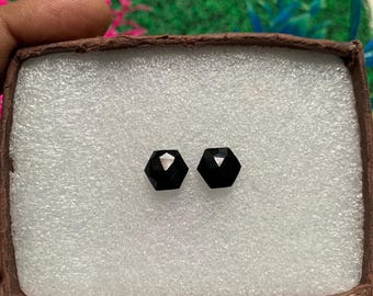 Onyx Rose Cut One Matched Paar Hexagon Form Größe 10 MM Handgemachter Edelstein AAA Qualität