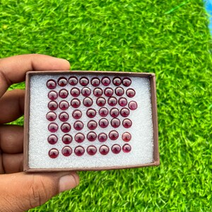 Natural Red Garnet Gemstone Shape Round Cabochon AAA Quality Size 7x7 MM Quantity 50 Pic Lot  For Jewelry Making Flat Back