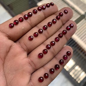 Natural Red Garnet Gemstone Resemble Shape Round Cabochon   For Jewelry Making Flat Back loose Cabs