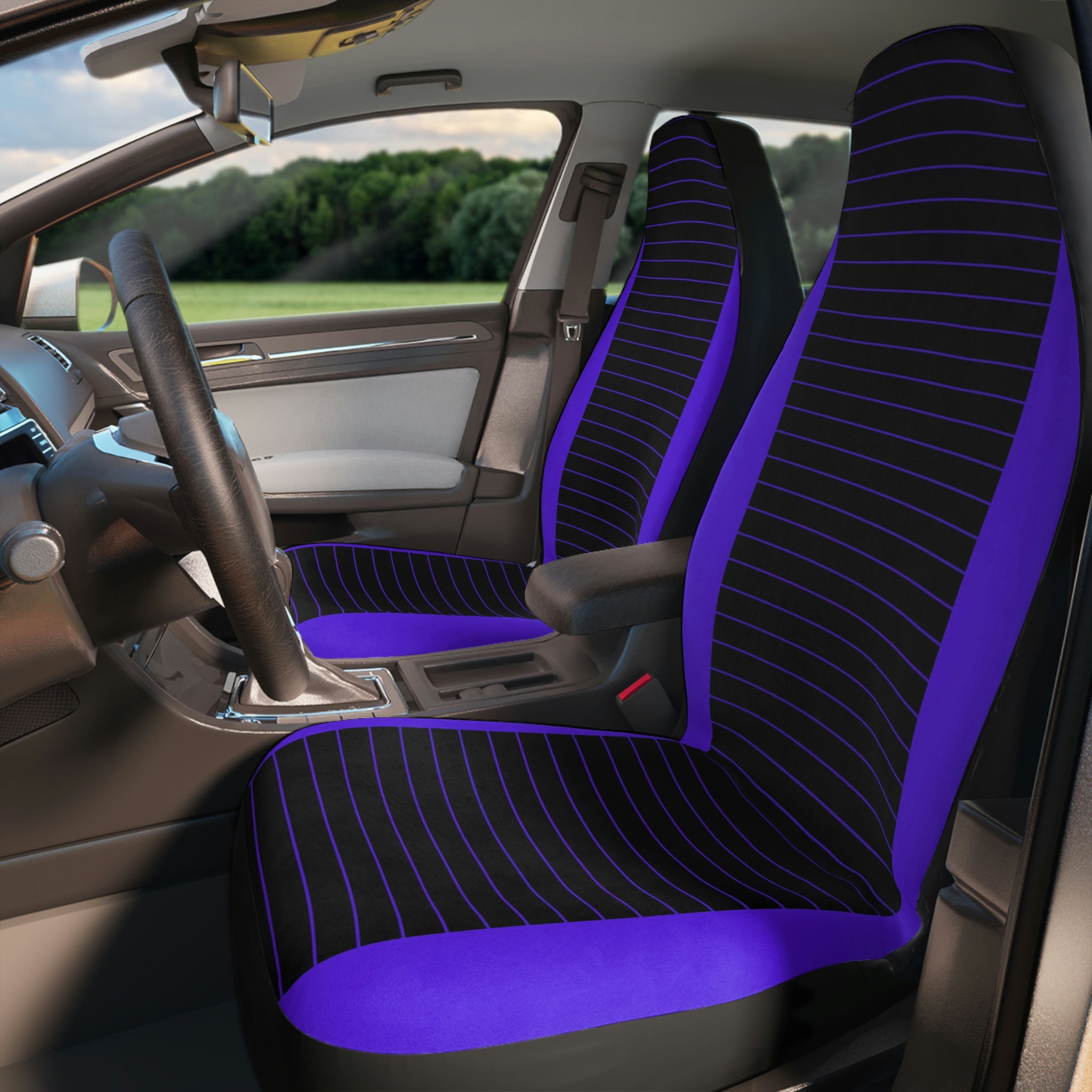 Set von 2 Autositzbezüge Liebesmuster in lila und violett Farben