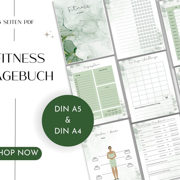 Weight loss diary German, weight loss planner, fitness tracker, lose weight
