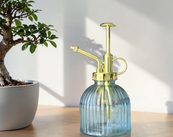 Dekorative Glassprühflasche, 200ml - Feiner Nebelpflanzennebel - Blau & Grün