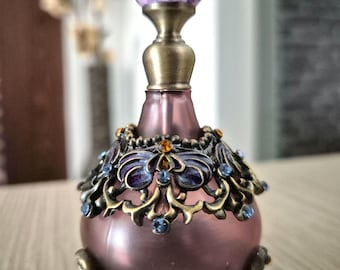 Purple Enamel Floral Perfume Bottle | 25ml Vintage Style, Limited Edition
