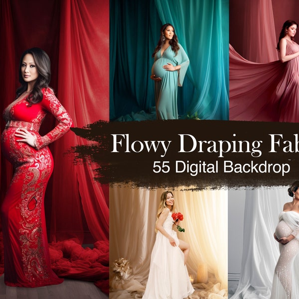 55 Flowy Draping Fabric Digital Backdrops, Flowing Fabric Backdrops, Maternity Backdrop Overlays, Photoshop Overlays, Fine Art Textures