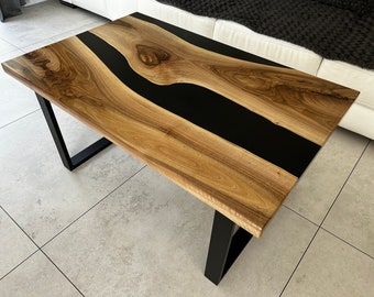 Mesa de resina epoxi, mesa de río epoxi, mesa de centro hecha a mano