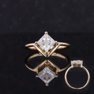 2.0 CT Princess Cut Moissanite Ring, 14K Solid Gold Engagement Ring, Wedding Ring, Gift For Women, Princess Cut Bridal Ring Gifts