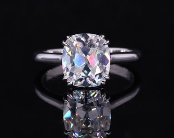 5 CT Cushion Cut Moissanite Engagement Ring, Four Prong Ring, Solitaire Cushion Ring, 14K Solid Gold Ring, Proposal Ring, Promise Gift