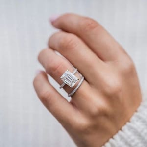 3 Ct Emerald Cut Moissanite Engagement Ring, Solitaire Moissanite Ring, 14k Solid Gold Ring, Anniversary Gift Ring, Bridal Ring, Daily Ring