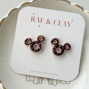 Mickey Donut Studs | Disney Inspired Earrings | Disney Snacks | Disney Park Earrings | Disney earrings | Clay Earrings