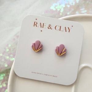 Purple Shell Stud Earrings | Little Mermaid Inspired Clay Earrings | Polymer Clay Earrings | Disney Inspired Earrings | magic Kingdom