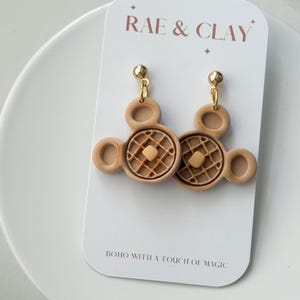 Magical Mouse Waffle Clay Earrings | Disney Inspired Earrings | Disney Snacks | Disney Park Earrings | Disney earrings | Magical Earrings