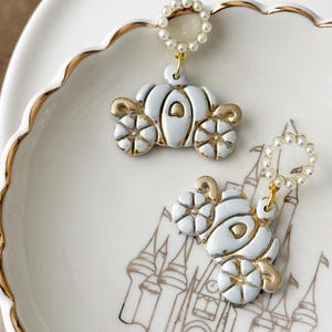 Glass Slipper Princess | Disney princess inspired earrings | Cinderella clay earrings | Disney earrings | pumpkin carriage