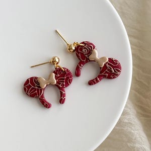 Clay earrings | Mouse ears | Disney earrings | gifts for teachers | gifts for her | Beauty and the Beast | Princess Belle | Belle mouse ears