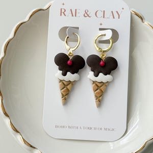 Mouse Ice Cream Cone Earrings | Disney Inspired Earrings | Disney Snacks | Disney Park Earrings | Disney earrings | Clay Earrings
