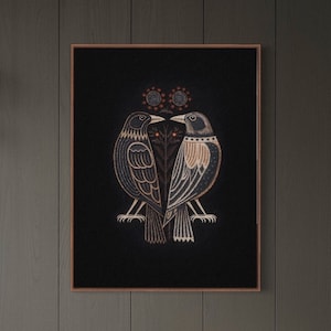 Ravens, Nordic mythology Scandinavian style art, Scandinavian Print, Swedish design, Dark Wall Art, Digital Download, Norwegian Wall Art,