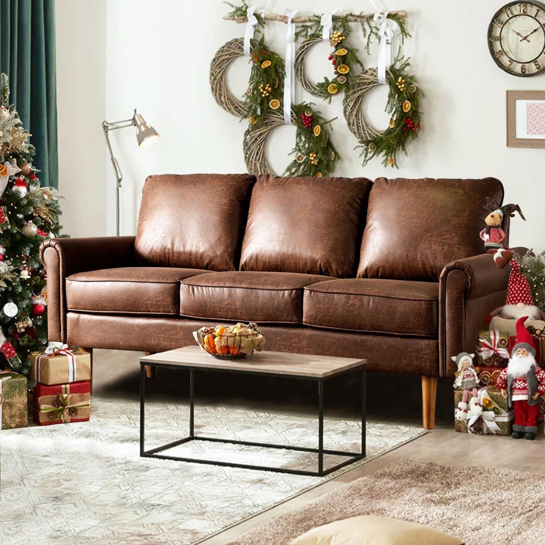 73.6'' Vegan Leather Sofa Fold Out Couches Bed Etsy