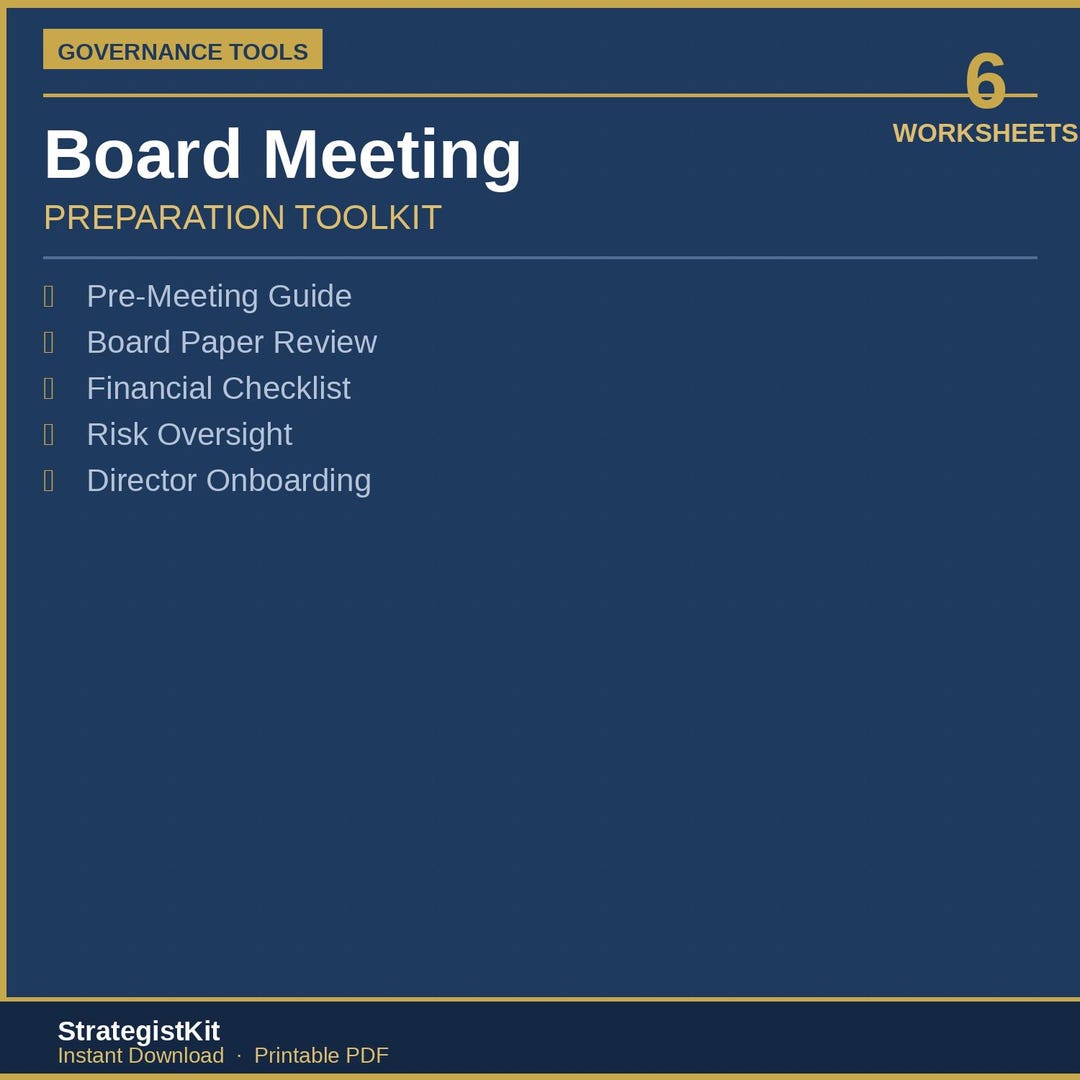 Board Meeting Preparation Toolkit | Director Worksheets | Board ...