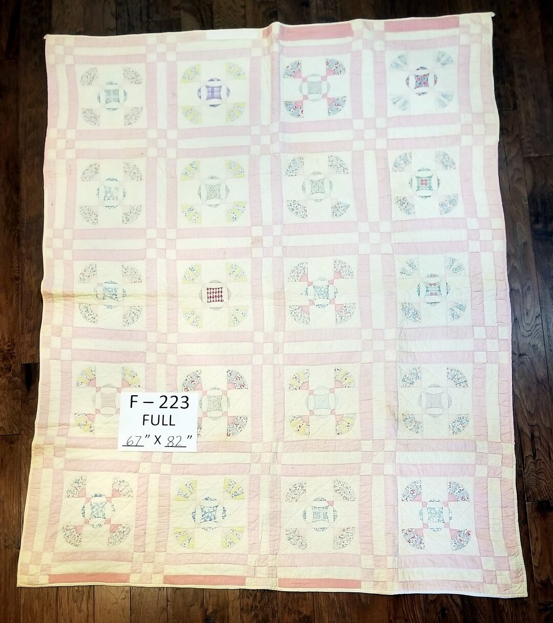 Vintage 4 Corner Minifan Block Quilt Etsy