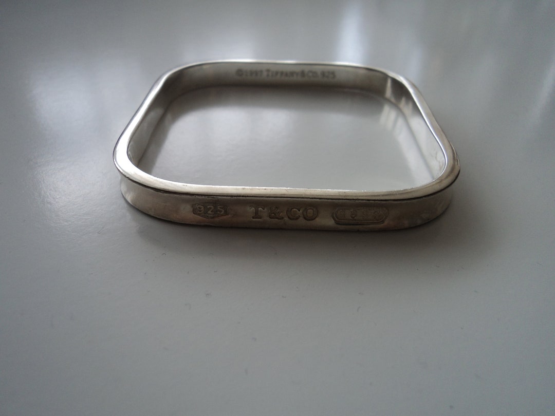 Vintage Tiffany & Co 1997 Silver Square Bangle Bracelet - Etsy