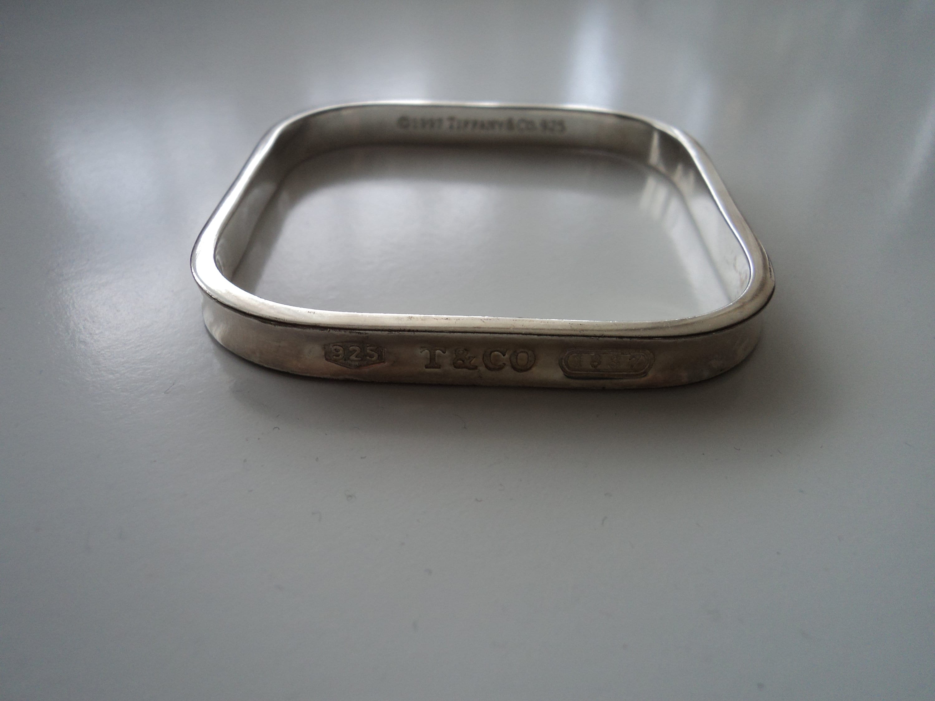 Vintage Tiffany & Co 1997 Silver Square Bangle Bracelet - Etsy