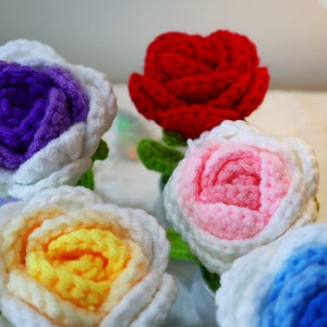 Crochet Rose in Pot, Crochet Sunflower in Pot, Crochet Flower in Pot, Knitted Flower in Pot, Gift for Her, Flower for Office Decor zdjęcie 2