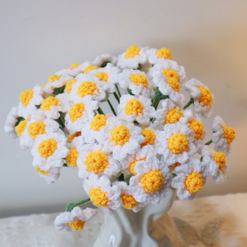 Crochet Daisy Flower Bouquet, Knitted Daisy Bouquet,Crochet Daisy, Graduation Gift,Flower for Home Decor, Birthday Gift,Mother's Day Gift zdjęcie 3