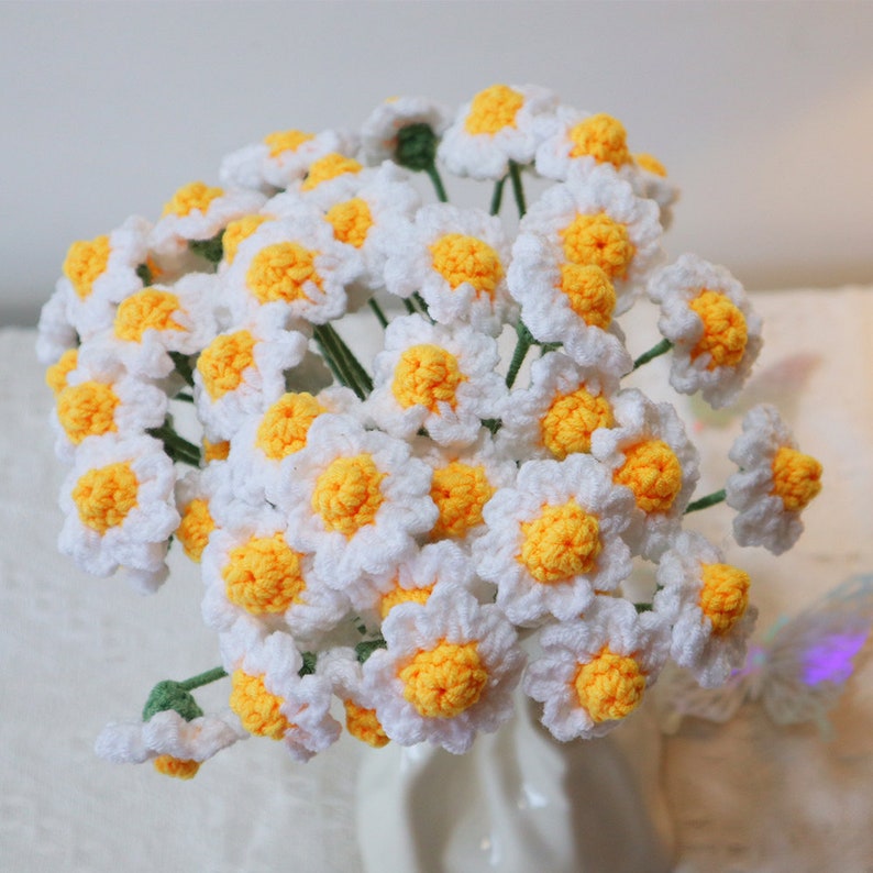 Crochet Daisy Flower Bouquet, Knitted Daisy Bouquet,Crochet Daisy, Graduation Gift,Flower for Home Decor, Birthday Gift,Mother's Day Gift zdjęcie 6