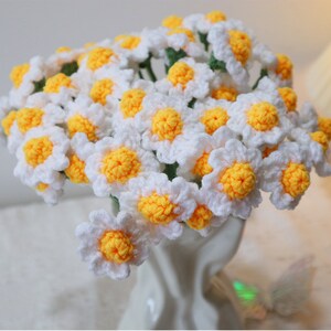 Bouquet de marguerites au crochet, bouquet de marguerites en tricot, marguerites au crochet, cadeau de remise des diplômes, fleur pour décoration d'intérieur, cadeau d'anniversaire, cadeau de fête des mères image 7