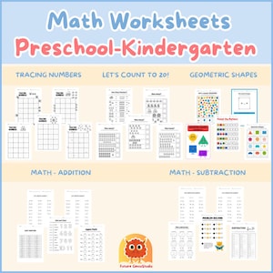 Preschool Educational Math Kit – Early Learning Worksheets, Tracing Numbers & Fun Math Games