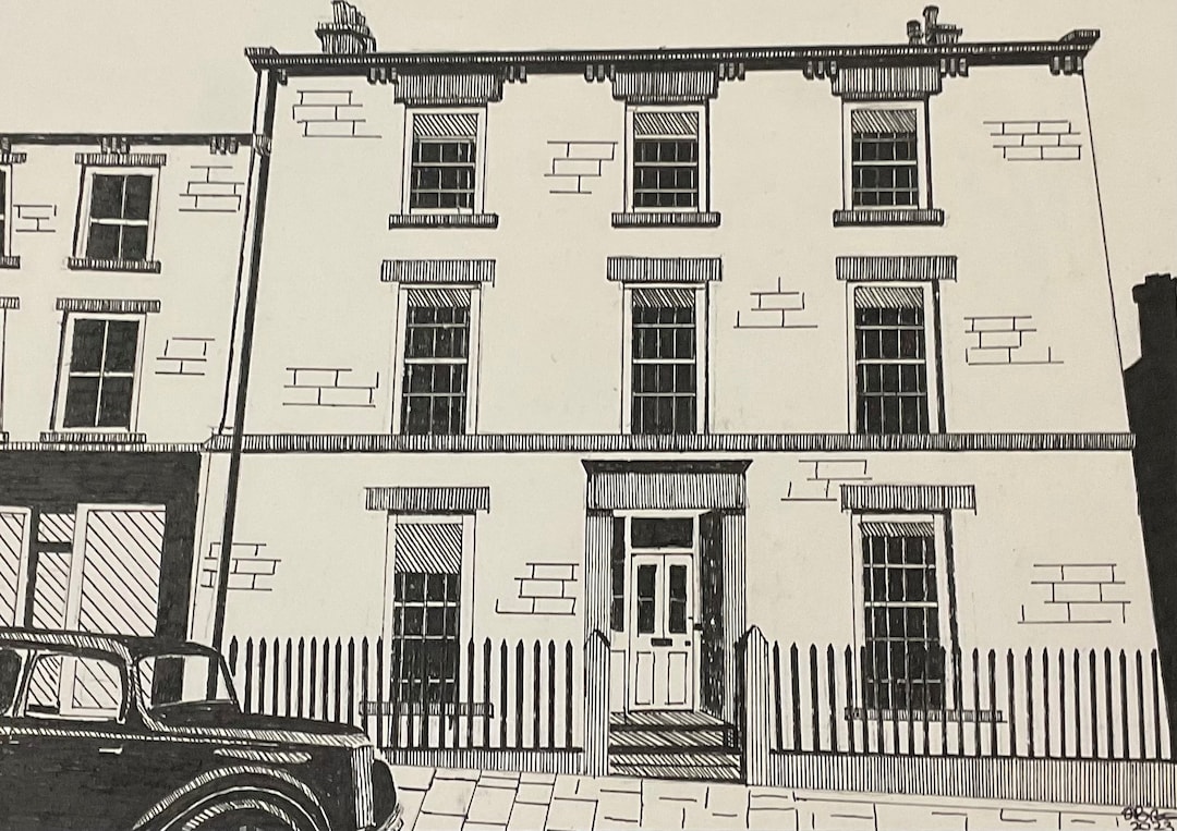 Skeldale House Ink Drawing, all Creatures Great and Small Drawing, black and White Art