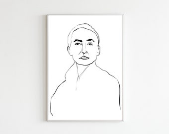 Modern Portraitdrawing, Printable Poster Wallart