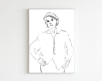 Modern Portraitdrawing, Printable Poster Wallart