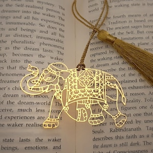 Gold Elephant Bookmark with Tassel: Good Luck Gift