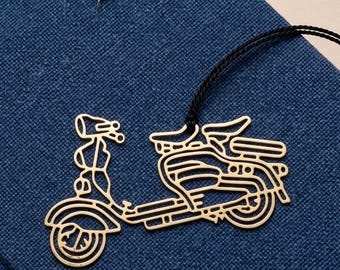 Marcapáginas de latón con forma de scooter: Regalo artesanal de estilo vintage