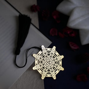 Handcrafted Brass Dharma Wheel Bookmark, A Beautiful Reminder Of Balance And Wisdom. The Symbol Of Spiritual Enlightenment