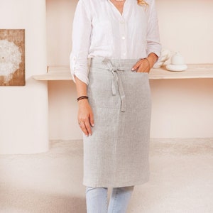 Leinen Taille Schürze mit Taschen. Halbschürze aus Leinen Taille Leinenschürze für Damen. Leinen Schürze aus Leinenstoff. Cafe Schürze halbe Wickelschürze Taille.