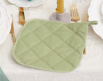 Organic Linen Potholder, Heat Resistant Farmhouse Kitchen Accessory