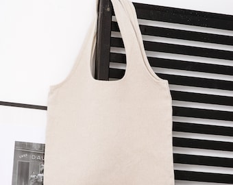 Linen Tote Bag. Linen Shopping Bag, Market bag, Grocery bag, Beach bag, Eco bag Organic bag with Pockets. Reusable bag, Small Linen bag